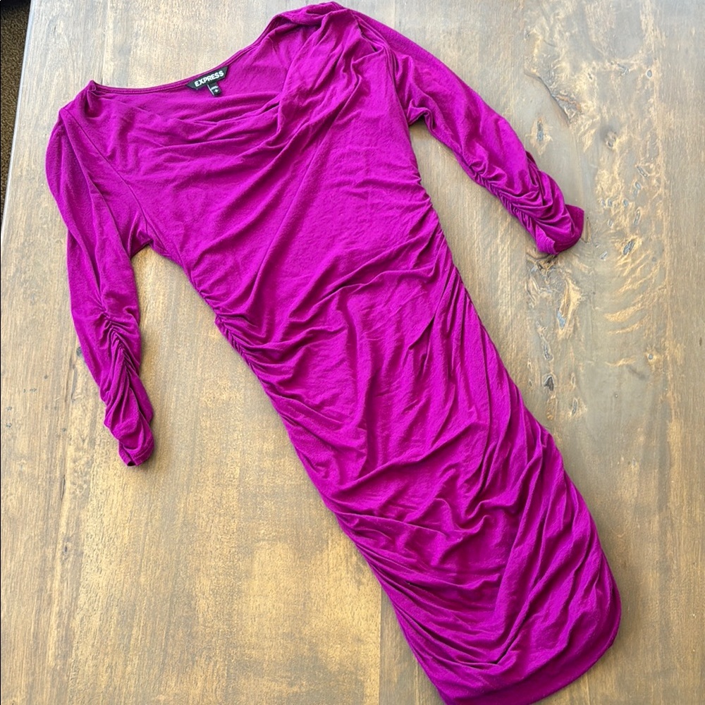 Express Pink Long Sleeve Bodycon Dress